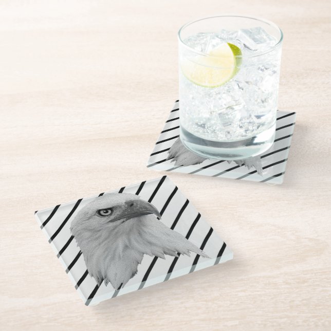 Posavasos De Vidrio Pintura de aceite de águila calva, (Angular)