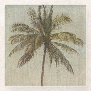 Posavasos De Vidrio Pintura de árbol de palmas vintage