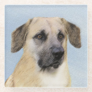 Posavasos De Vidrio Pintura de Chinook (Orejas caídas) - Arte Perro Or