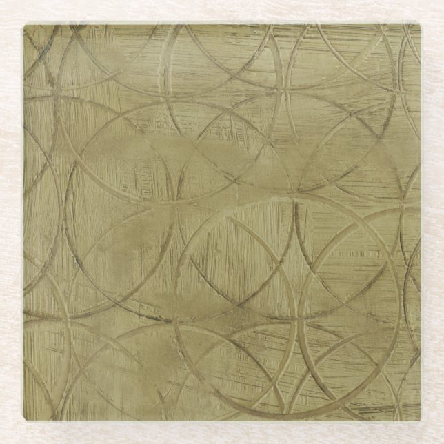 Posavasos De Vidrio Pintura de círculos ligados de Jennifer Goldberger (Anverso)