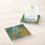 Posavasos De Vidrio Pintura de jardín de flores Gustav Klimt<br><div class="desc">Una montaña rusa de cristal con el bonito cuadro de arte del artista austriaco Gustav Klimt (1862-1918),  Bauerngarten o Flower Garden (1906). Representación colorida de petunias,  austeras y otras flores en el jardín de la época Art Nouveau.</div>