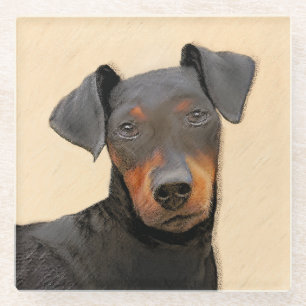 Posavasos De Vidrio Pintura de Manchester Terrier Arte Animal Original