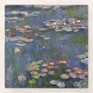 Posavasos De Vidrio Pintura de nenúfares impresionistas de Claude Mone