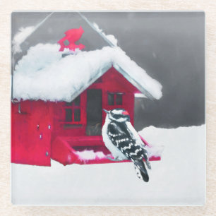 Posavasos De Vidrio Pintura de pájaro lechoso - Arte original de pájar