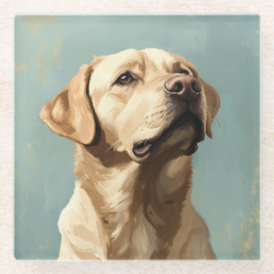 POSAVASOS DE VIDRIO PINTURA DE PERRO LABRADOR RETRIEVER AMARILLO