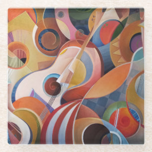 Posavasos De Vidrio Pintura de resumen de música hecha a mano