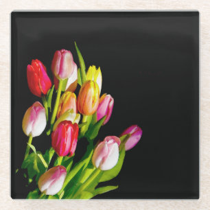 Posavasos De Vidrio Pintura de tulipán - Arte de flores original