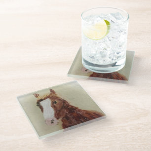 Posavasos De Vidrio Pintura de vidrio de caballo marrón