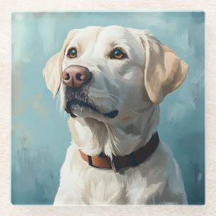 POSAVASOS DE VIDRIO PINTURA DEL LABORADOR AMARILLO RECUPERADOR PERRO