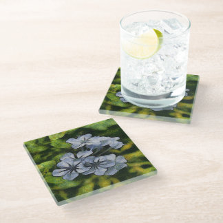Posavasos De Vidrio Pintura Delicada Blue Plumbago Blossom