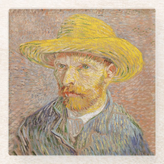 Posavasos De Vidrio Pintura impresionista del autorretrato de Vincent  (Anverso)