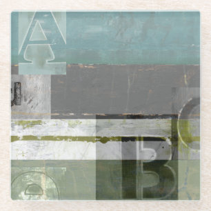 Posavasos De Vidrio Pintura moderna con las letras clasificadas