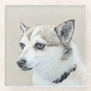 Posavasos De Vidrio Pintura noruega de Lundehund - Arte original del p