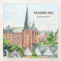 Pintura panorámica de Marburg Altstadt Alemania