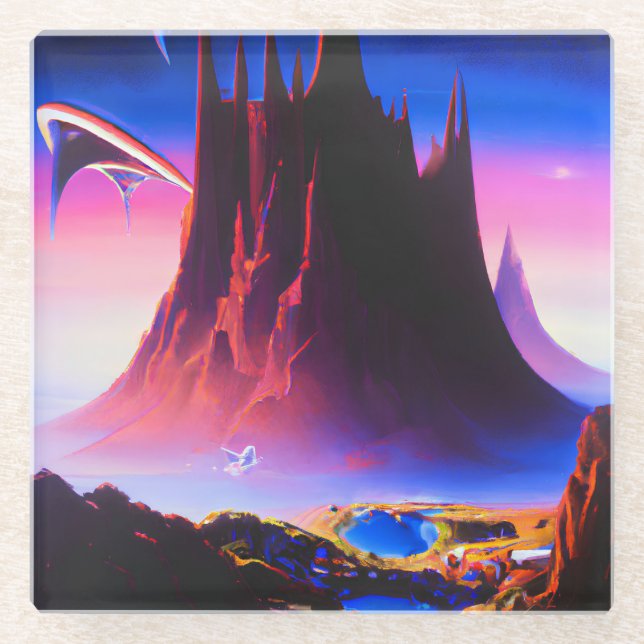 Posavasos De Vidrio Pintura petrolera de Dream World (Anverso)