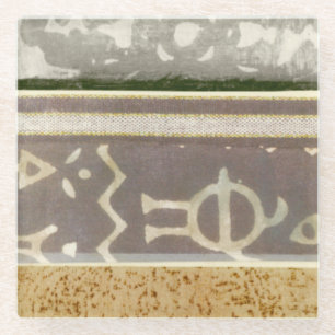 Posavasos De Vidrio Pintura tribal contemporánea del modelo