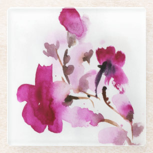 Posavasos De Vidrio Pinturas florales abstractas 4 de la acuarela