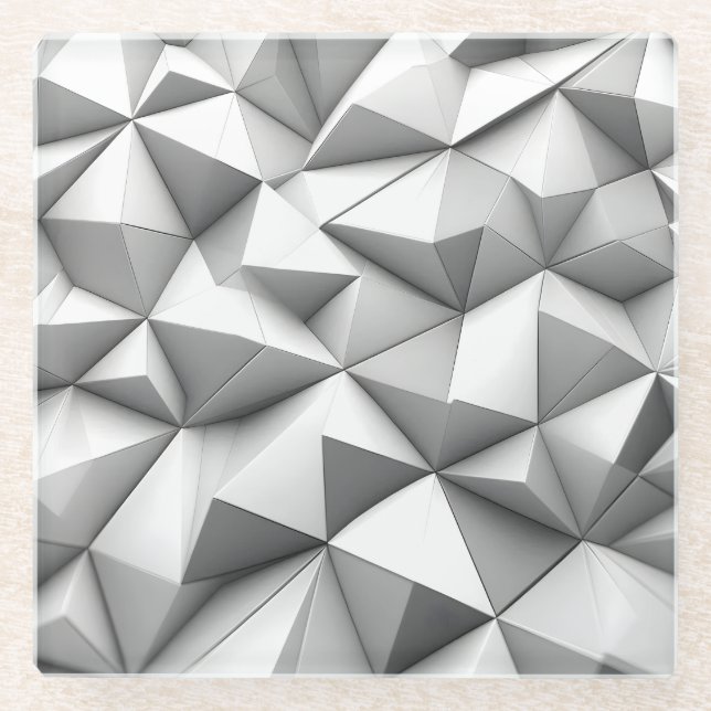 Posavasos De Vidrio pirámides abstractas grises (Anverso)