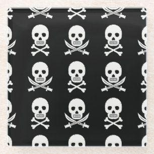 Posavasos De Vidrio Pirata Skulls Crossbone Seless Pattern