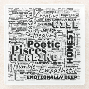 Posavasos De Vidrio Pisces Zodiac Word Cloud Inspiration