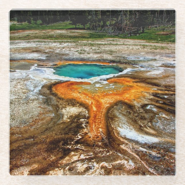 Posavasos De Vidrio Piscina la termal de Yellowstone (Anverso)