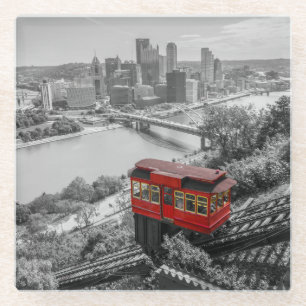 Posavasos De Vidrio Pittsburgh Steel City Skyline Incline Photography