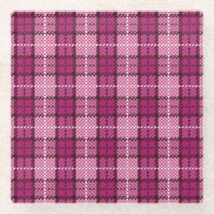 Posavasos De Vidrio Pixel Plaid_Magenta-Black