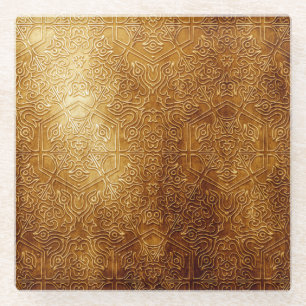 Posavasos De Vidrio Placa Metalizado Ornate Classic