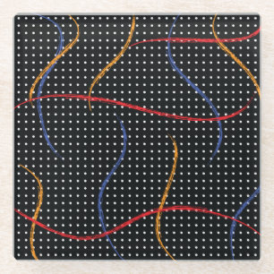 Posavasos De Vidrio Placa y puntos de pintura retro