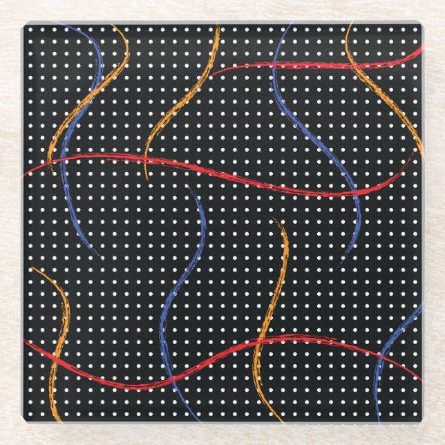 Posavasos De Vidrio Placa y puntos de pintura retro (Anverso)