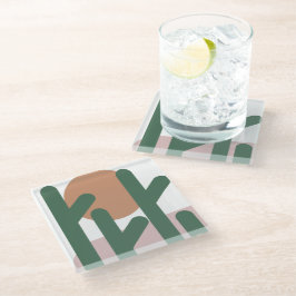 Posavasos De Vidrio Plantas de Cactus Desierto Boho Verde Rosa