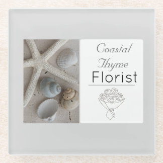 Posavasos De Vidrio Plantilla de logotipo de floristería costera edita
