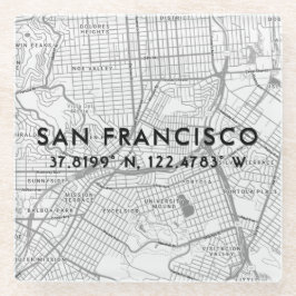 Posavasos De Vidrio Plantilla de mapa y coordenadas de personalizados 