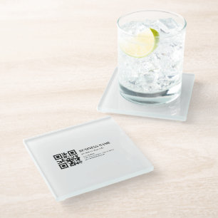 Posavasos De Vidrio Plantilla de nombre de negocio de código QR person