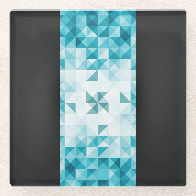 Posavasos De Vidrio Plantilla geométrica abstracta azul del fondo (Anverso)