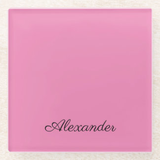 Posavasos De Vidrio Plantilla rosa moderna, guión negro