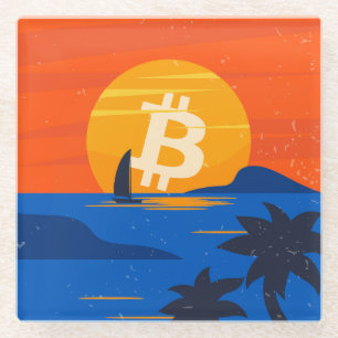 Posavasos De Vidrio Playa Bitcoin