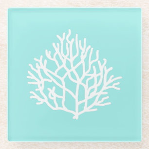 Posavasos De Vidrio Playa de Coral Reef personalizado colores Cojín de