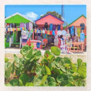 Posavasos De Vidrio Playa larga de madera coloreada multi de la bahía