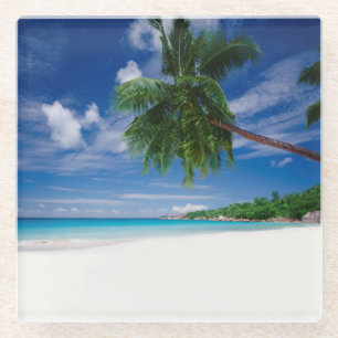 Posavasos De Vidrio Playa tropical el Seychelles