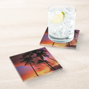 Posavasos De Vidrio Playas tropicales Islas Maui Hawaii