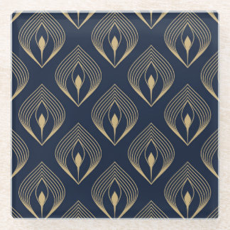 Posavasos De Vidrio Pluma de pavo real: Paisley floral