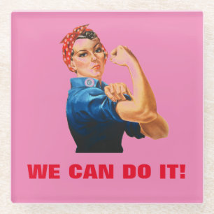 Posavasos De Vidrio Podemos lograrlo, Rosie the Riveter Women Power