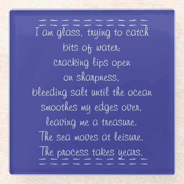 Posavasos De Vidrio Poesía de playa (Anverso)