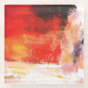 Posavasos De Vidrio Polar Rojo - Pintura de arte abstracta