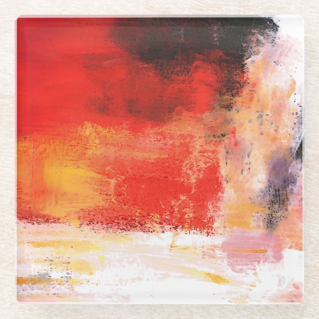 Posavasos De Vidrio Polar Rojo - Pintura de arte abstracta (Anverso)