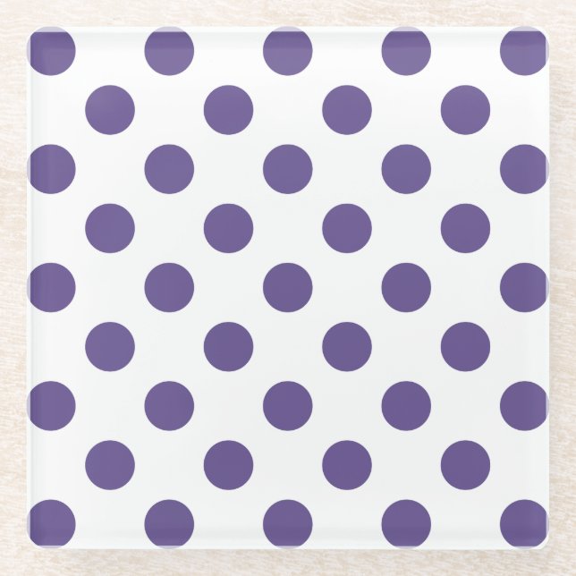 Posavasos De Vidrio Polka ultravioleta sobre blanco (Anverso)