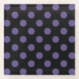 Posavasos De Vidrio Polka ultravioleta sobre negro