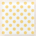 Posavasos De Vidrio Polkadots amarillos<br><div class="desc">Polkadots amarillos sobre fondo blanco</div>
