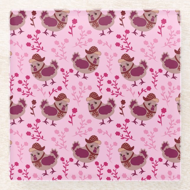 Posavasos De Vidrio Pollos de carne (Anverso)